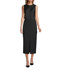 Antonio Melani Wakefield Satin Crew Neckline Sleeveless Blouse