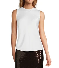 Antonio Melani Wakefield Satin Crew Neckline Sleeveless Blouse