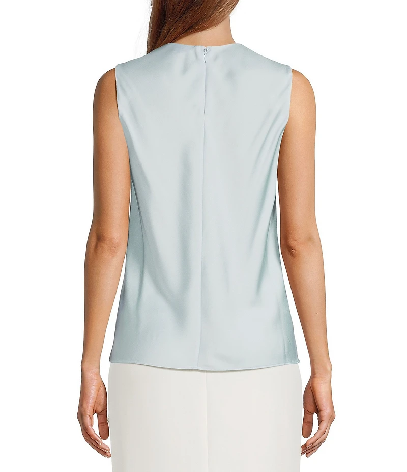 Antonio Melani Wakefield Satin Crew Neckline Sleeveless Blouse