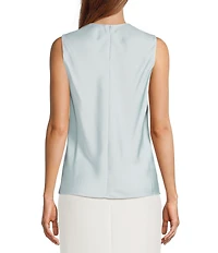 Antonio Melani Wakefield Satin Crew Neckline Sleeveless Blouse