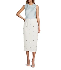 Antonio Melani Wakefield Satin Crew Neckline Sleeveless Blouse