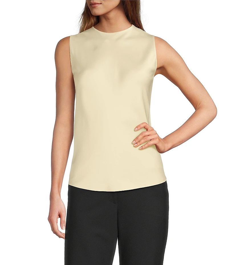 Antonio Melani Wakefield Satin Crew Neckline Sleeveless Blouse