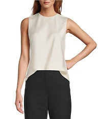 Antonio Melani Wakefield Satin Crew Neckline Sleeveless Blouse