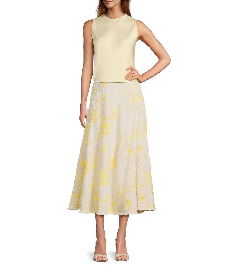 Antonio Melani Wakefield Satin Crew Neckline Sleeveless Blouse