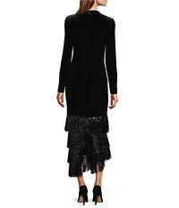 Antonio Melani Whitley Velvet Mock Neck Long Sleeve Tinsel Maxi Dress