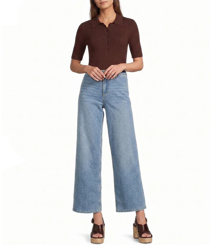 Antonio Melani Wiley Point Collar Short Sleeve Blouse