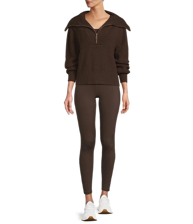 Antonio Melani Wool Blend Half Zip Shawl Collar Long Sleeve Sweater