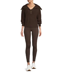 Antonio Melani Wool Blend Half Zip Shawl Collar Long Sleeve Sweater