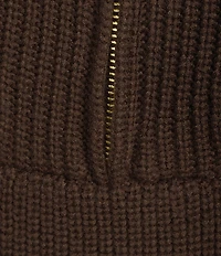 Antonio Melani Wool Blend Half Zip Shawl Collar Long Sleeve Sweater
