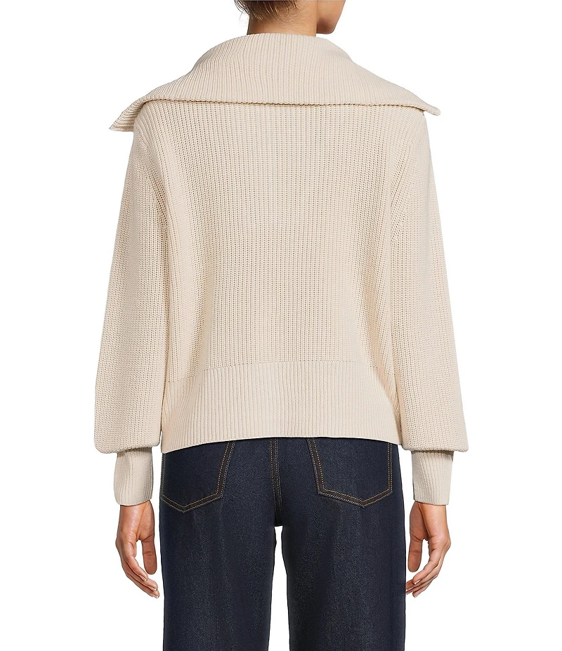 Antonio Melani Wool Blend Half Zip Shawl Collar Long Sleeve Sweater