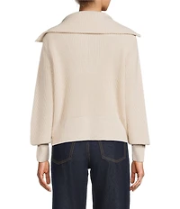 Antonio Melani Wool Blend Half Zip Shawl Collar Long Sleeve Sweater