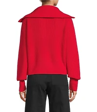 Antonio Melani Wool Blend Half Zip Shawl Collar Long Sleeve Sweater