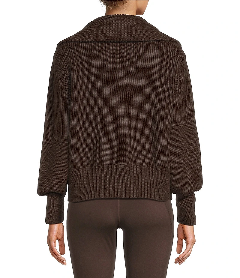 Antonio Melani Wool Blend Half Zip Shawl Collar Long Sleeve Sweater