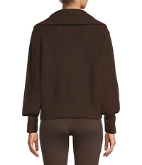 Antonio Melani Wool Blend Half Zip Shawl Collar Long Sleeve Sweater