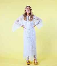 Antonio Melani x Amanda Jones Vaughan Lois Lace Round Neck 3/4 Sleeve Caftan Maxi Dress