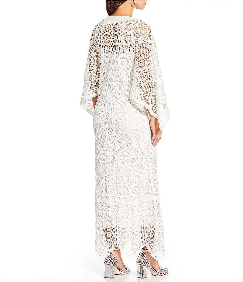 Antonio Melani x Amanda Jones Vaughan Lois Lace Round Neck 3/4 Sleeve Caftan Maxi Dress