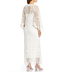Antonio Melani x Amanda Jones Vaughan Lois Lace Round Neck 3/4 Sleeve Caftan Maxi Dress