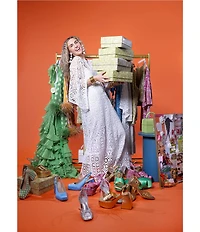 Antonio Melani x Amanda Jones Vaughan Lois Lace Round Neck 3/4 Sleeve Caftan Maxi Dress