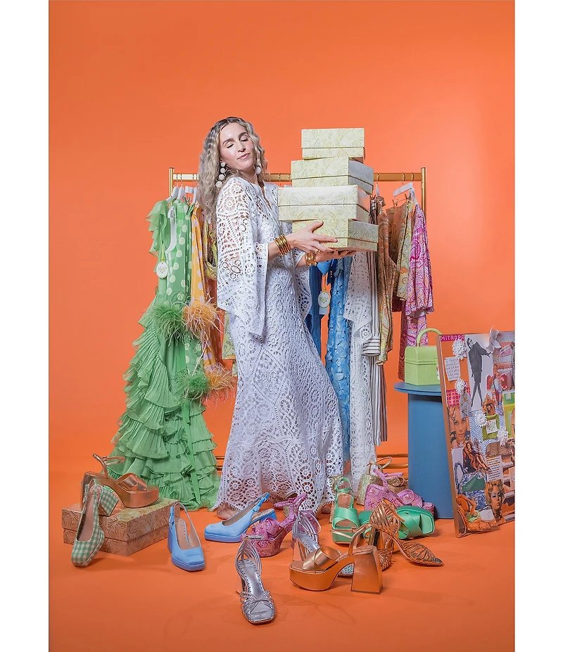 Antonio Melani x Amanda Jones Vaughan Lois Lace Round Neck 3/4 Sleeve Caftan Maxi Dress