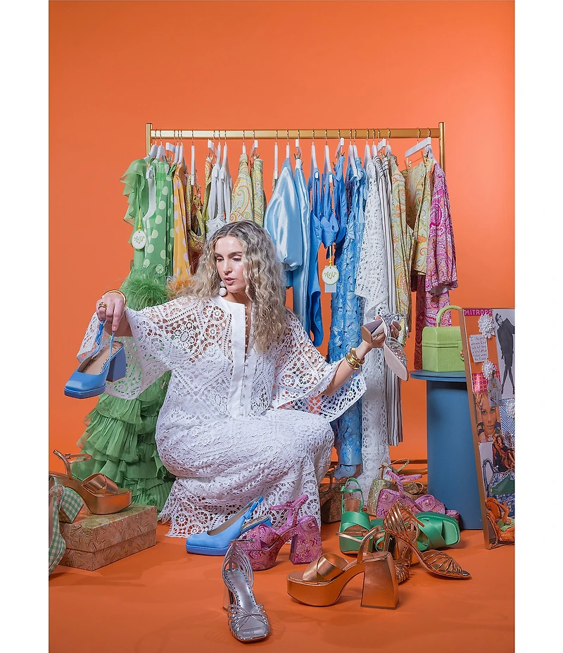 Antonio Melani x Amanda Jones Vaughan Lois Lace Round Neck 3/4 Sleeve Caftan Maxi Dress