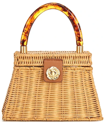 Antonio Melani x Amanda Jones Vaughan Birdie Wicker Tortoise Top Handle Satchel Bag