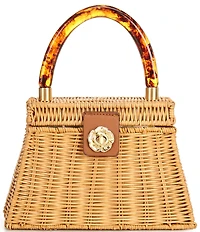 Antonio Melani x Amanda Jones Vaughan Birdie Wicker Tortoise Top Handle Satchel Bag