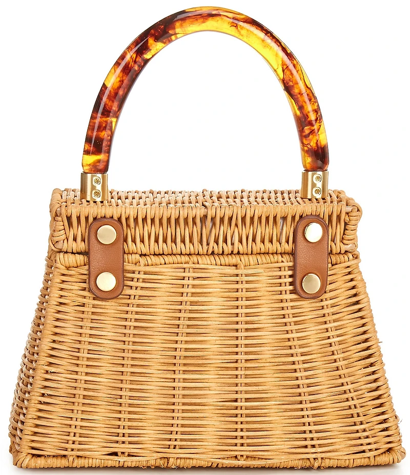 Antonio Melani x Amanda Jones Vaughan Birdie Wicker Tortoise Top Handle Satchel Bag