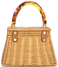 Antonio Melani x Amanda Jones Vaughan Birdie Wicker Tortoise Top Handle Satchel Bag