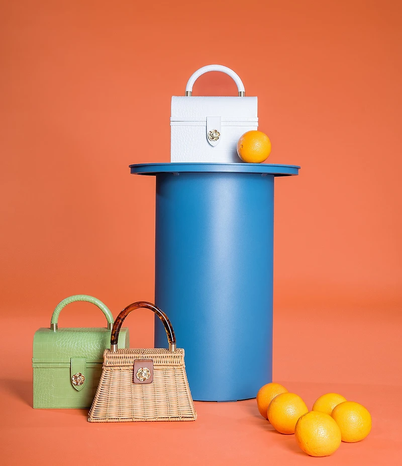 Antonio Melani x Amanda Jones Vaughan Birdie Wicker Tortoise Top Handle Satchel Bag