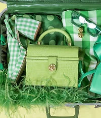 Antonio Melani x Amanda Jones Vaughan Brigitte Box Crocodile Embossed Top Handle Satchel Bag