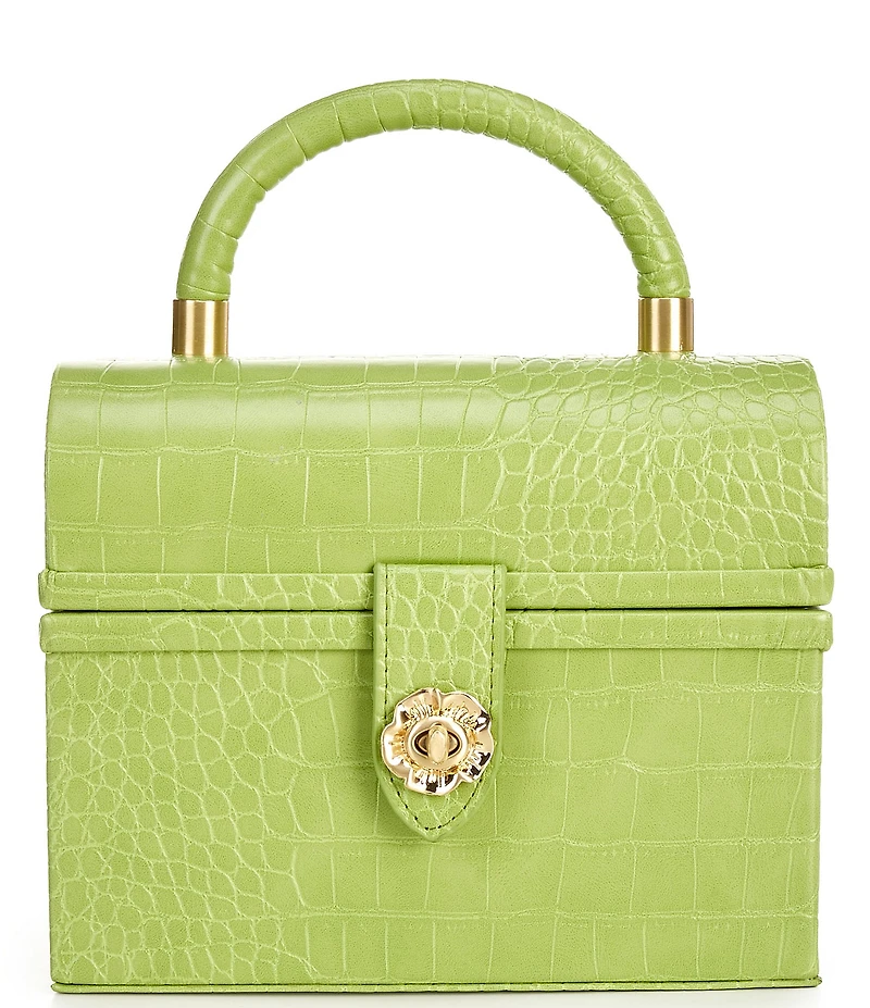 Antonio Melani x Amanda Jones Vaughan Brigitte Box Crocodile Embossed Top Handle Satchel Bag