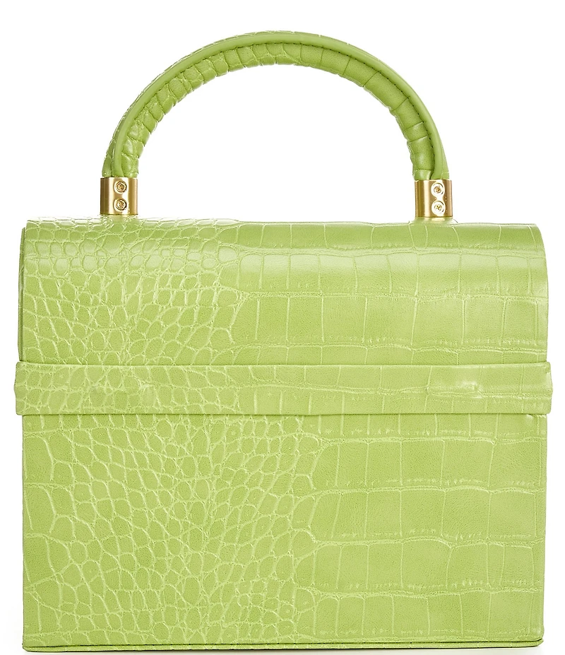 Antonio Melani x Amanda Jones Vaughan Brigitte Box Crocodile Embossed Top Handle Satchel Bag