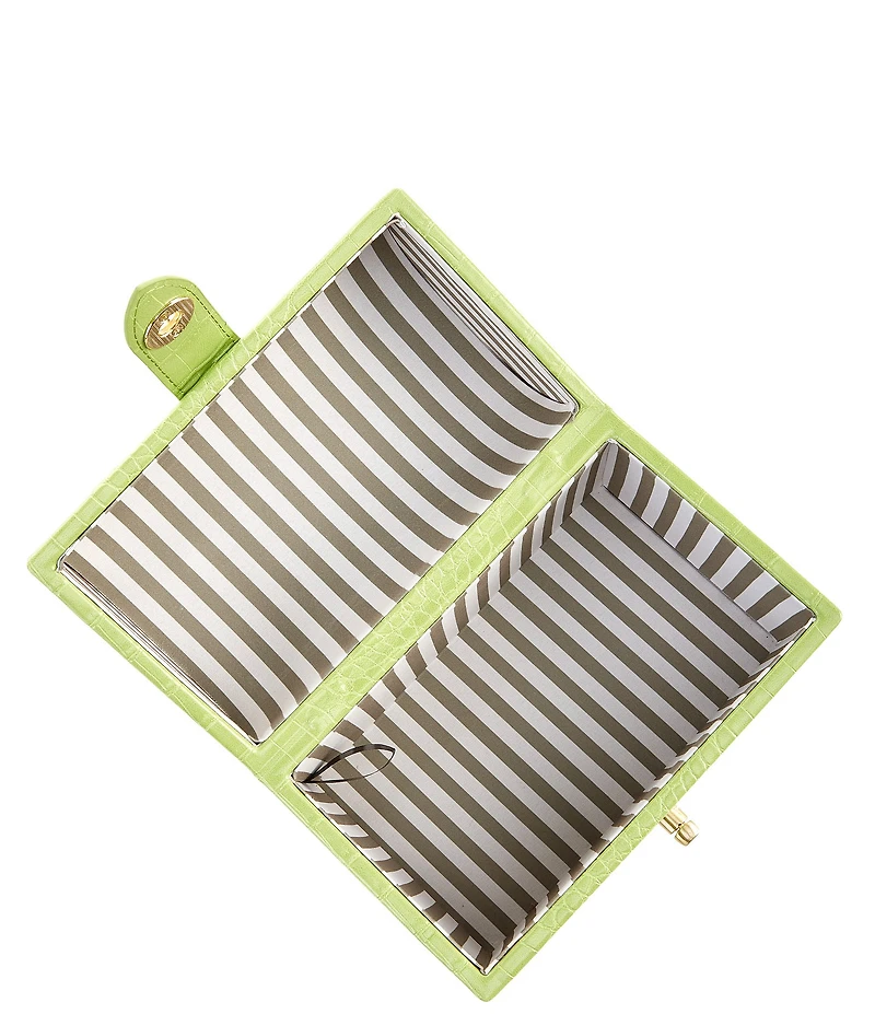 Antonio Melani x Amanda Jones Vaughan Brigitte Box Crocodile Embossed Top Handle Satchel Bag