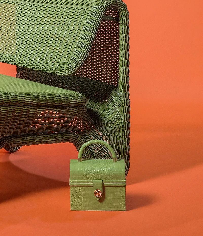 Antonio Melani x Amanda Jones Vaughan Brigitte Box Crocodile Embossed Top Handle Satchel Bag