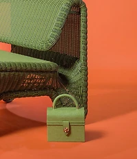 Antonio Melani x Amanda Jones Vaughan Brigitte Box Crocodile Embossed Top Handle Satchel Bag