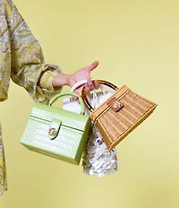 Antonio Melani x Amanda Jones Vaughan Brigitte Box Crocodile Embossed Top Handle Satchel Bag