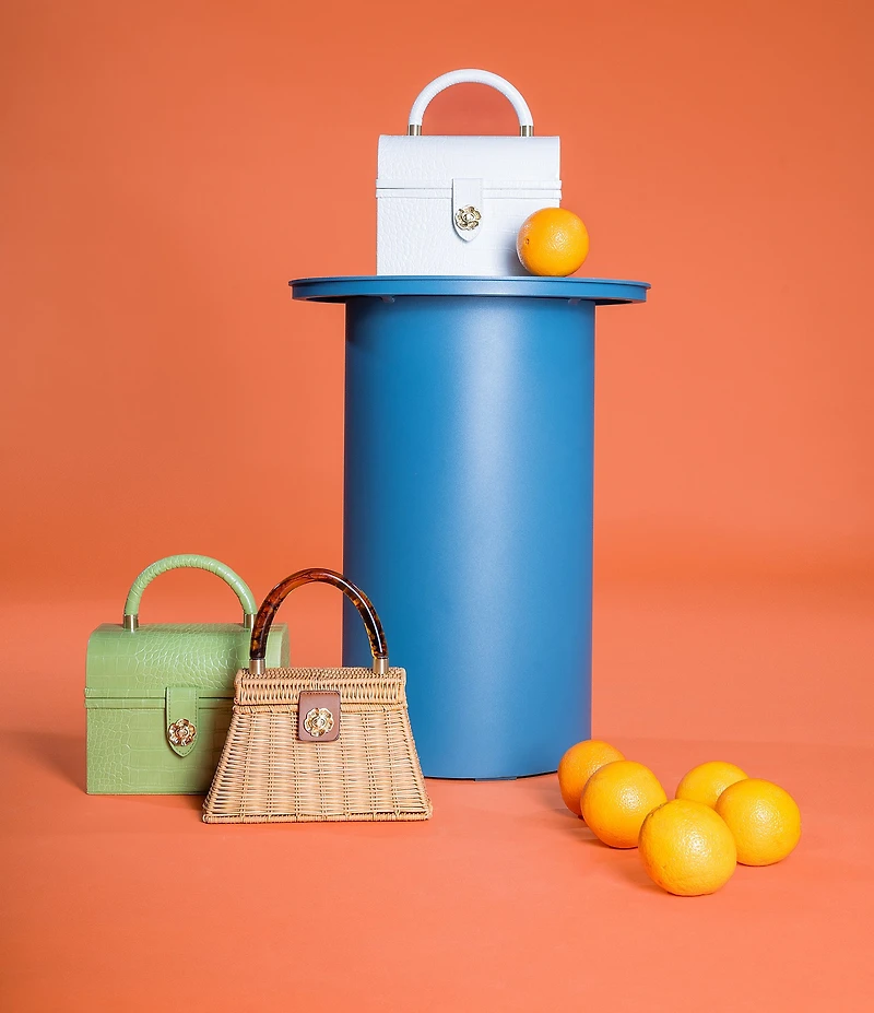 Antonio Melani x Amanda Jones Vaughan Brigitte Box Crocodile Embossed Top Handle Satchel Bag