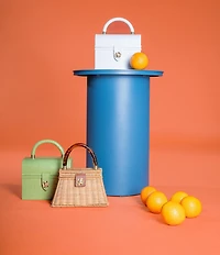 Antonio Melani x Amanda Jones Vaughan Brigitte Box Crocodile Embossed Top Handle Satchel Bag