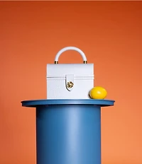 Antonio Melani x Amanda Jones Vaughan Brigitte Box Crocodile Embossed Top Handle Satchel Bag