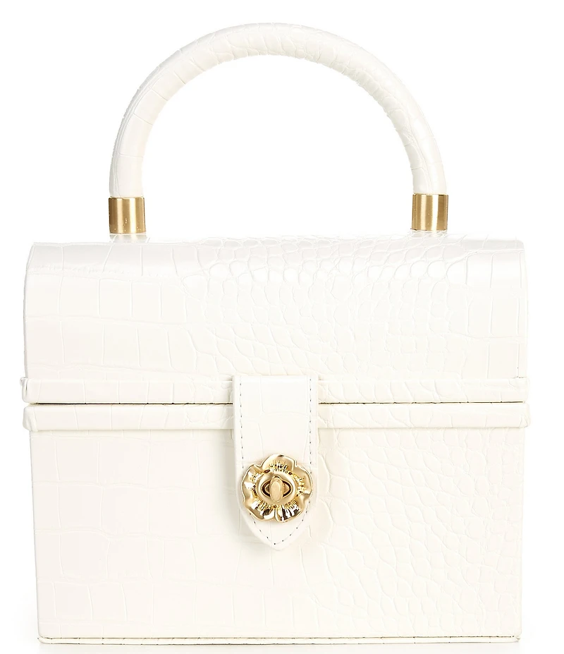 Antonio Melani x Amanda Jones Vaughan Brigitte Box Crocodile Embossed Top Handle Satchel Bag