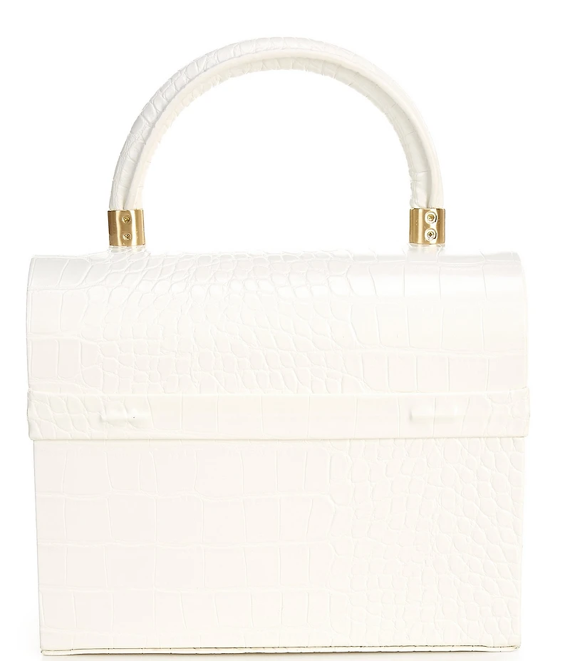 Antonio Melani x Amanda Jones Vaughan Brigitte Box Crocodile Embossed Top Handle Satchel Bag