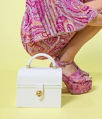 Antonio Melani x Amanda Jones Vaughan Brigitte Box Crocodile Embossed Top Handle Satchel Bag