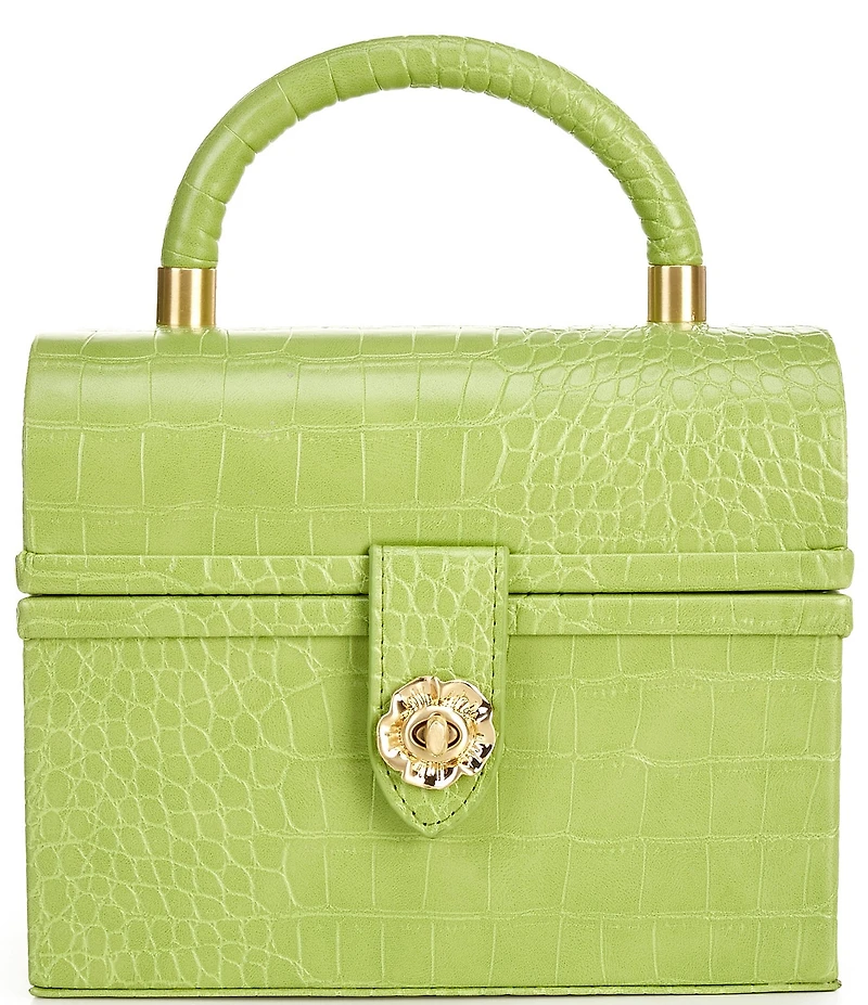 Antonio Melani x Amanda Jones Vaughan Brigitte Box Crocodile Embossed Top Handle Satchel Bag