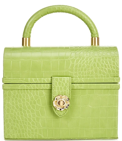 Antonio Melani x Amanda Jones Vaughan Brigitte Box Crocodile Embossed Top Handle Satchel Bag