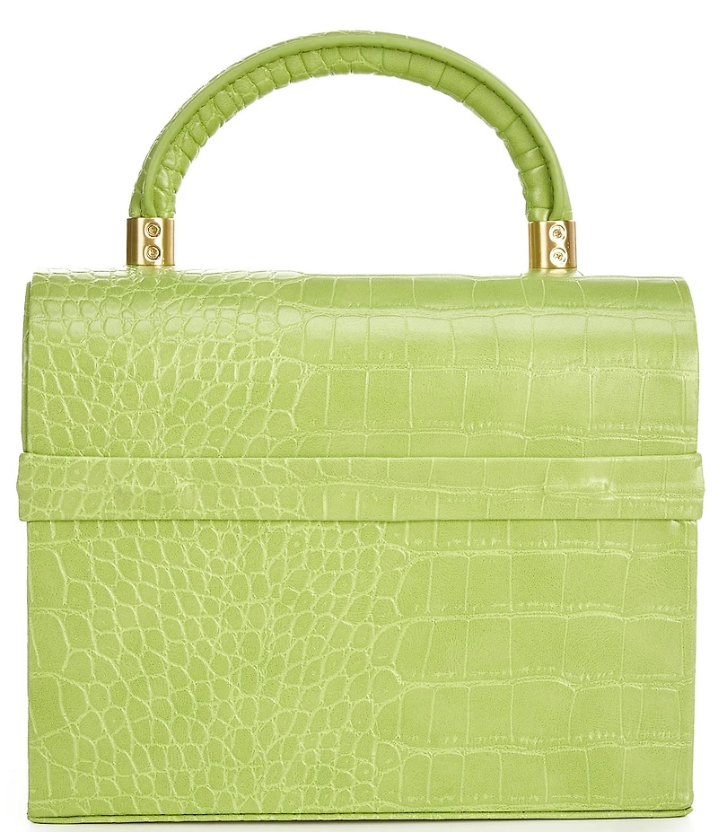 Antonio Melani x Amanda Jones Vaughan Brigitte Box Crocodile Embossed Top Handle Satchel Bag