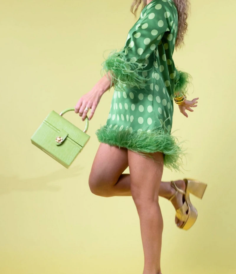 Antonio Melani x Amanda Jones Vaughan Brigitte Box Crocodile Embossed Top Handle Satchel Bag