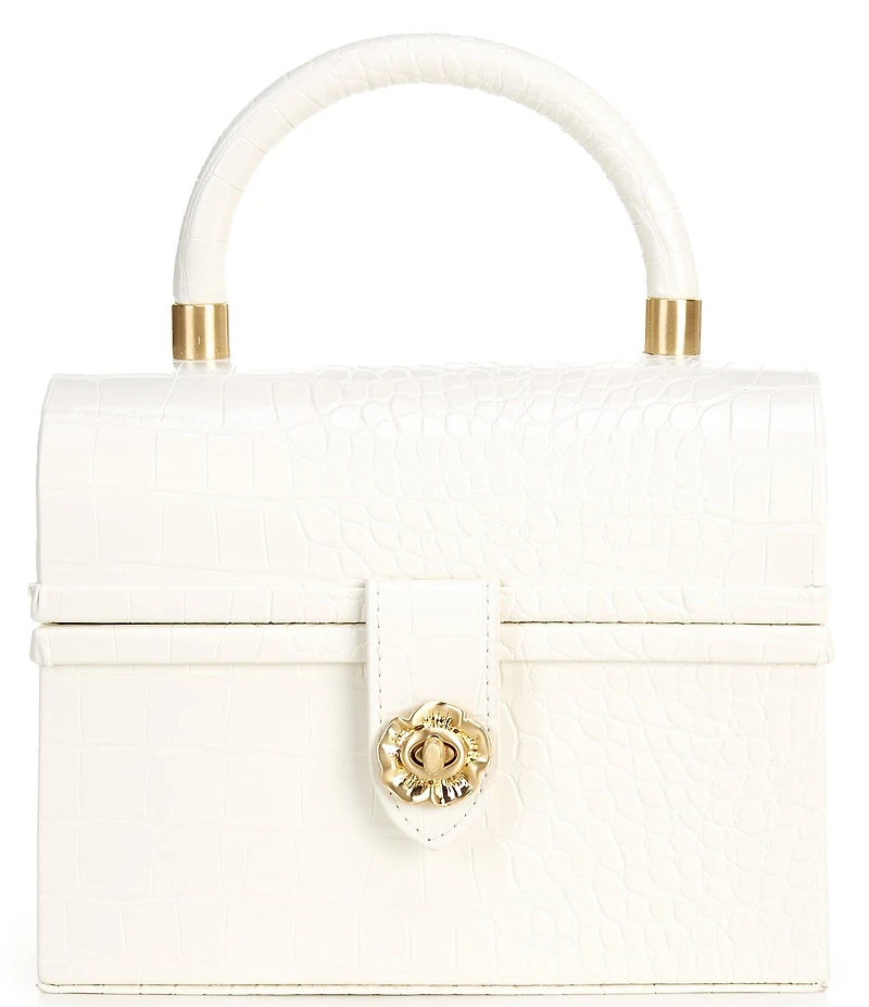 Antonio Melani x Amanda Jones Vaughan Brigitte Box Crocodile Embossed Top Handle Satchel Bag