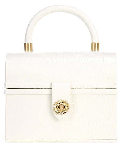 Antonio Melani x Amanda Jones Vaughan Brigitte Box Crocodile Embossed Top Handle Satchel Bag