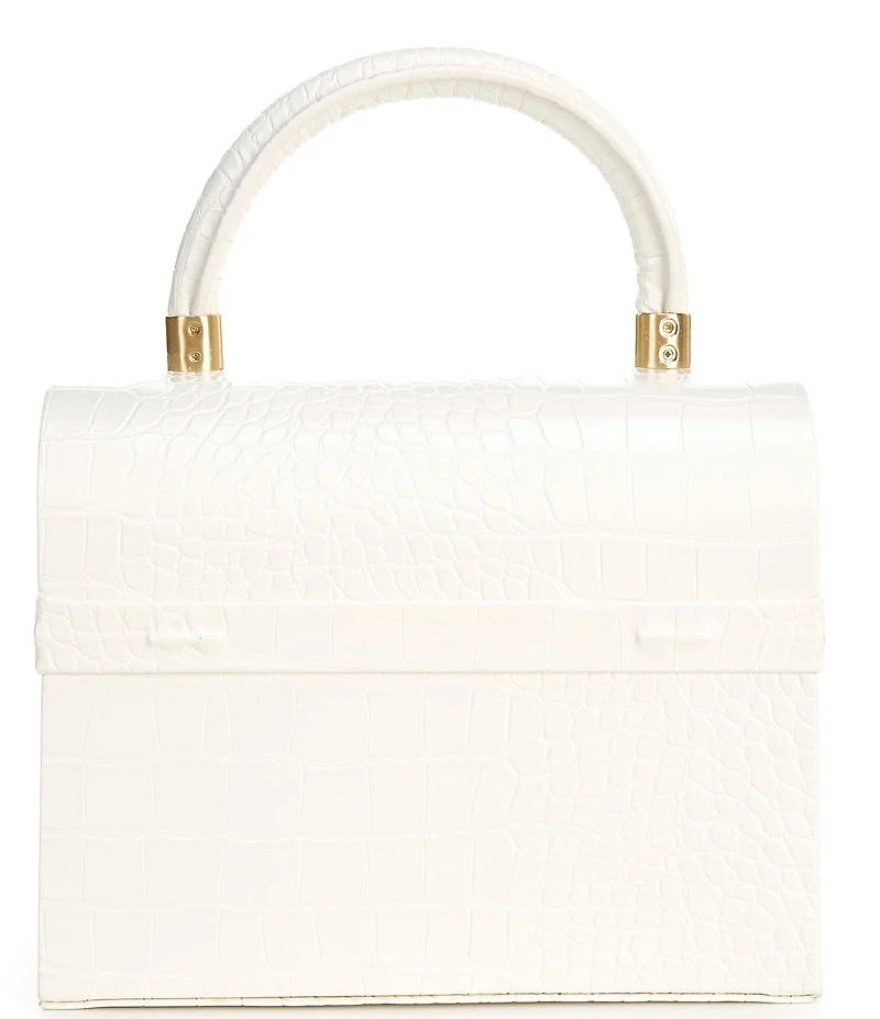 Antonio Melani x Amanda Jones Vaughan Brigitte Box Crocodile Embossed Top Handle Satchel Bag