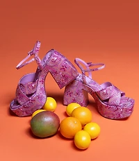 Antonio Melani x Amanda Jones Vaughan Cece Paisley Print Platform Block Heel Dress Sandals